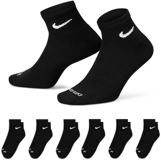 Nike Everyday Plus Cushioned Ankle Socks (6 Pairs), Black SX6899-010