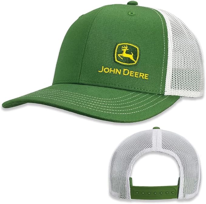 John Deere Green White Mesh Moline 112 Fit Cap Embroidered Side Logo