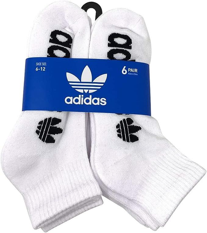 Adidas Men's Originals Quarter Ankle Socks 6 Pairs (6-12)