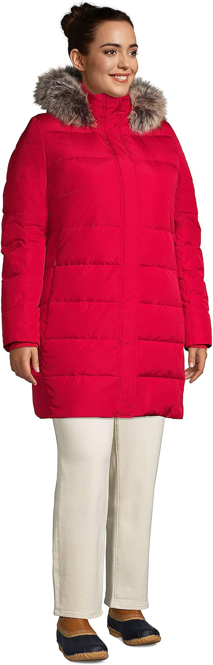 Lands' End Womens Down Winter Coat Rich Red Regular
