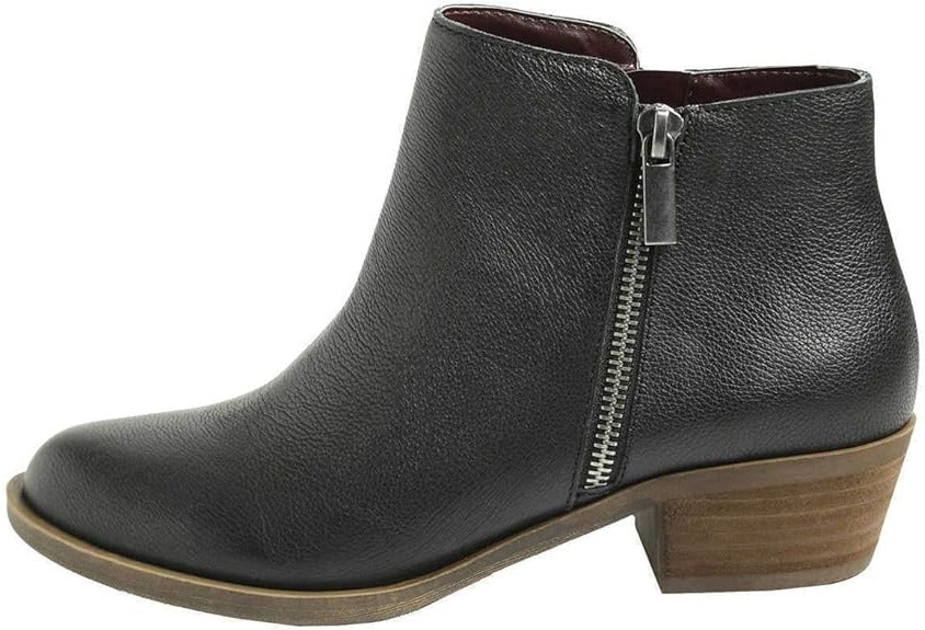 kensie Women's Black Leather Ghita Short Ankle Boots
