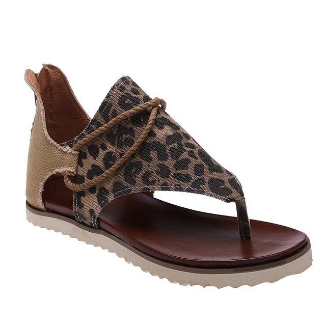 Black & Beige Leopard Sandals