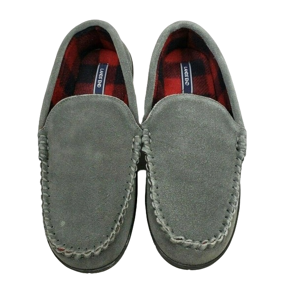 Lands End Men's Suede Leather Moccasin Slippers