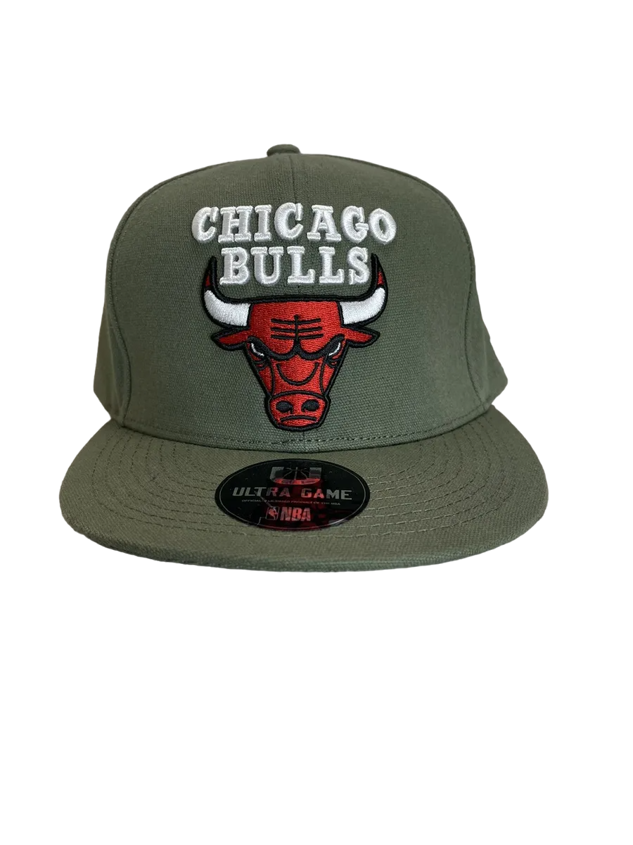 Ultra Game NBA Chicago Bulls Men's Unisex Snapback Hat Olive Green Cap