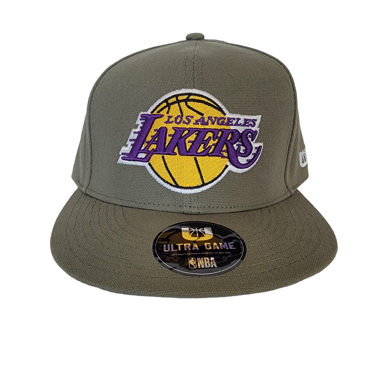 Ultra Game Los Angeles Lakers NBA LA Hat Olive Green Snapback Flat Brim